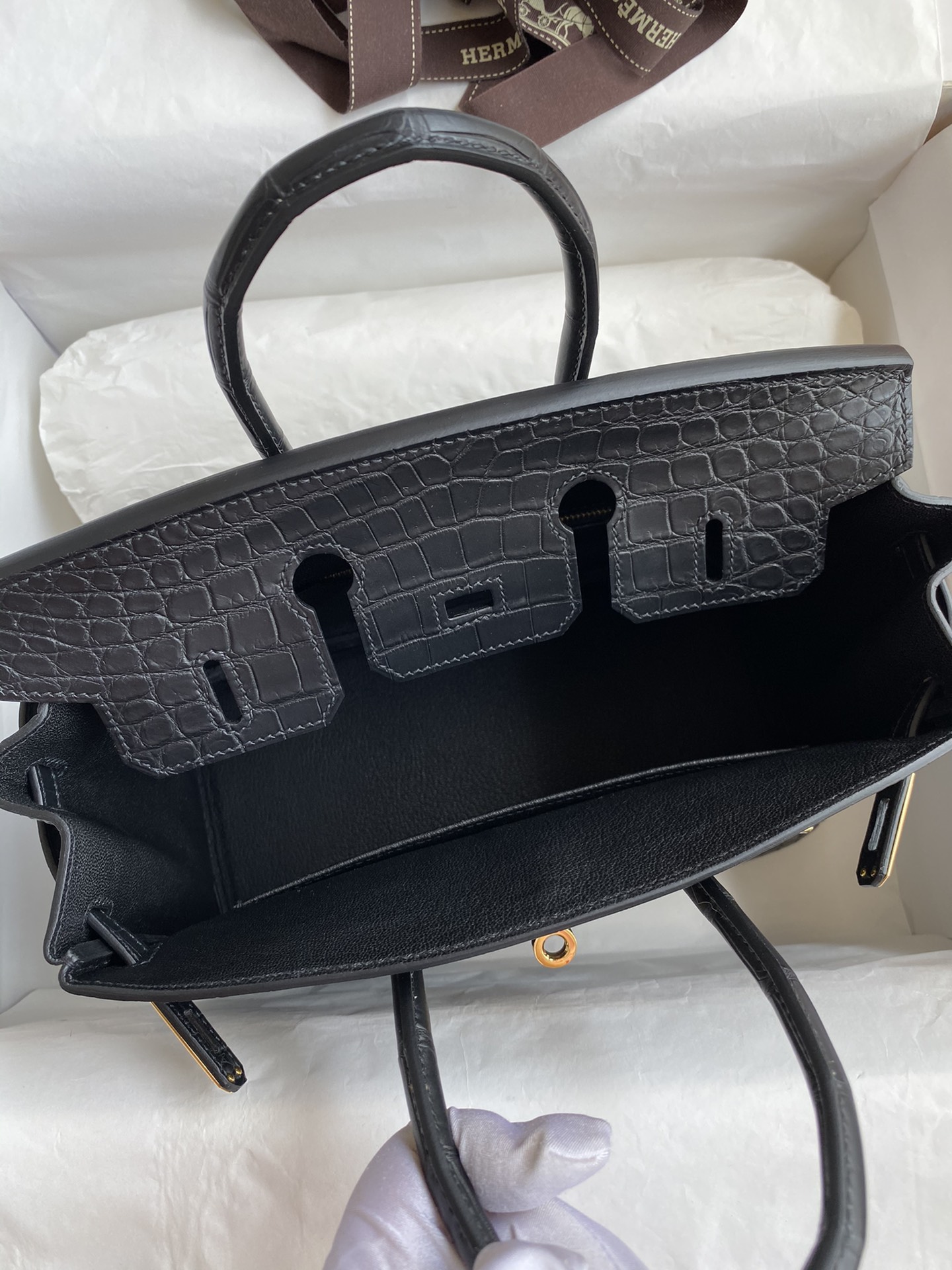 Hermes Birkin 25CM Handmade Bag In Black Crocodile Niloticus Matte Skin